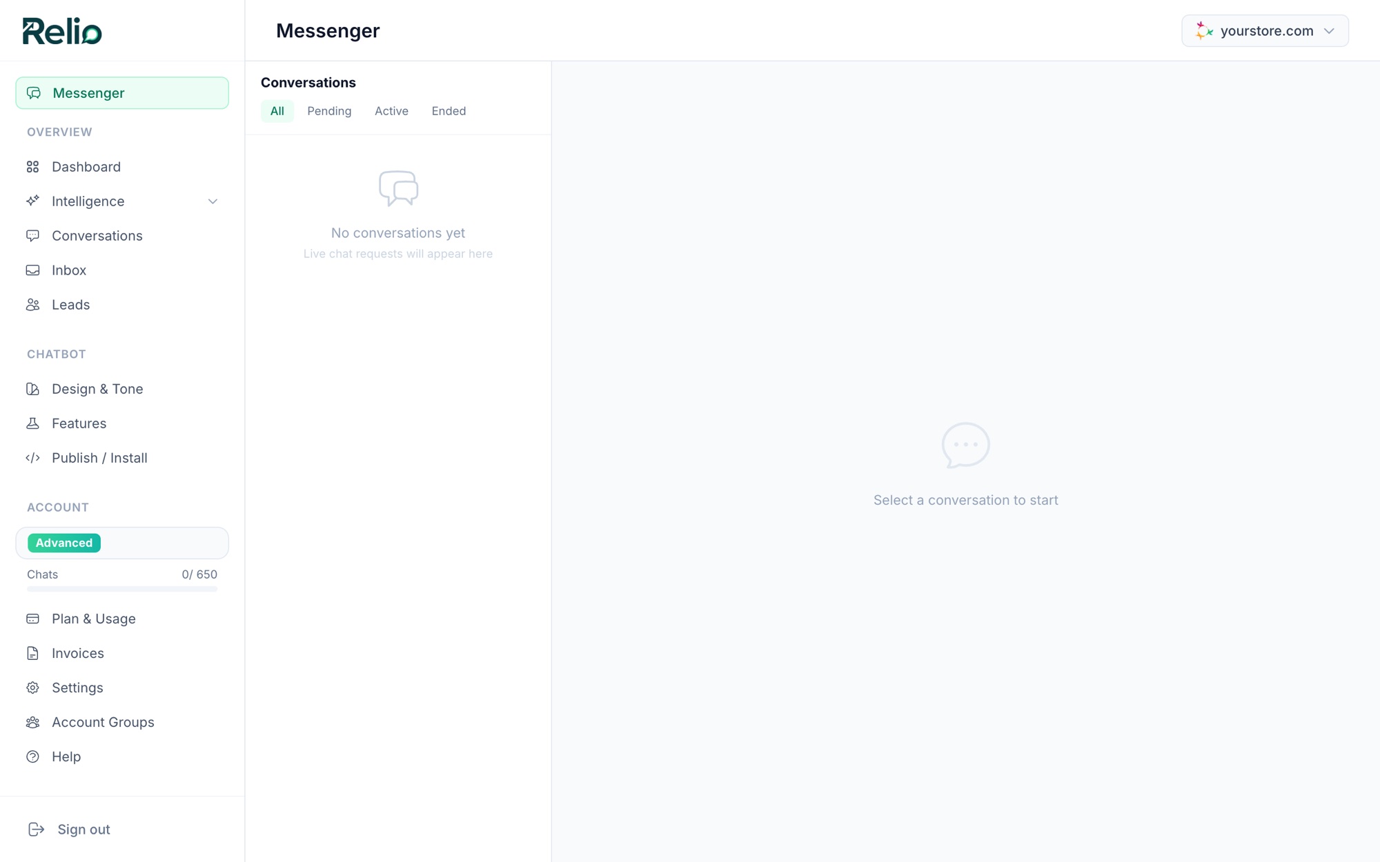 Relio live chat inbox for human agents